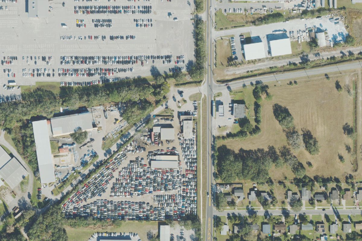 Aerial photo of Sanford Auto Salvage at 1101 Albright Rd