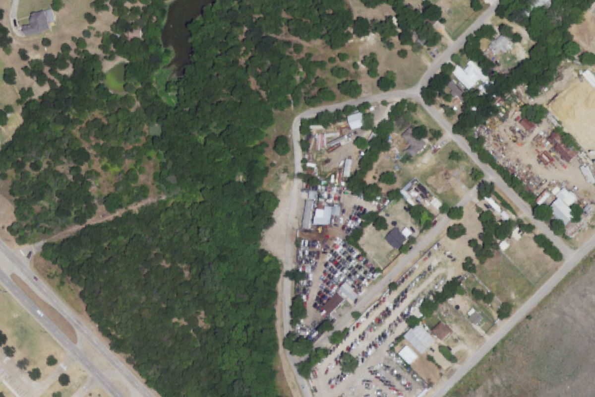 Aerial photo of Larrys Auto Recycling at 412 Lawrence Dr