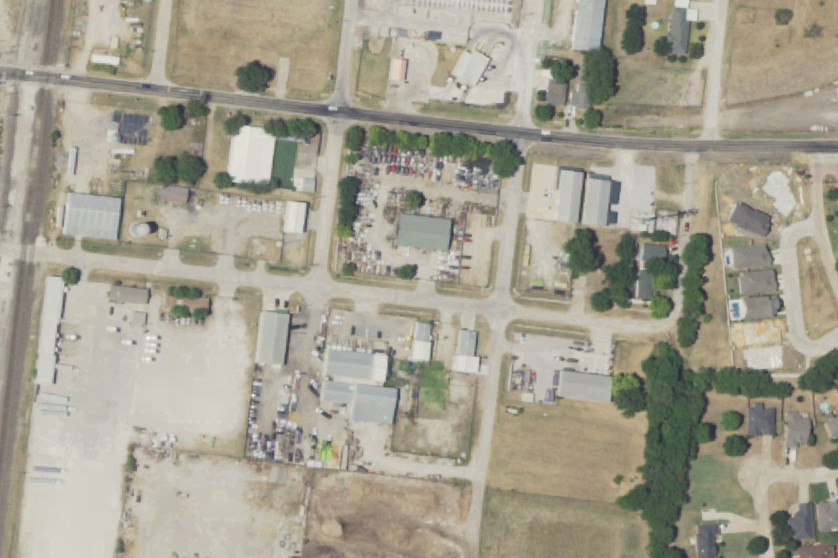 Aerial photo of Stone's Wrecking Yard at 203 E 4th St