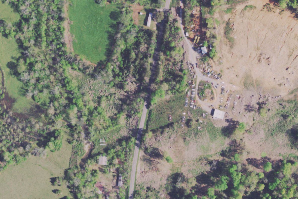 Aerial photo of Eddie's Auto Salvage & Garage at 460 Wolf Creek Road