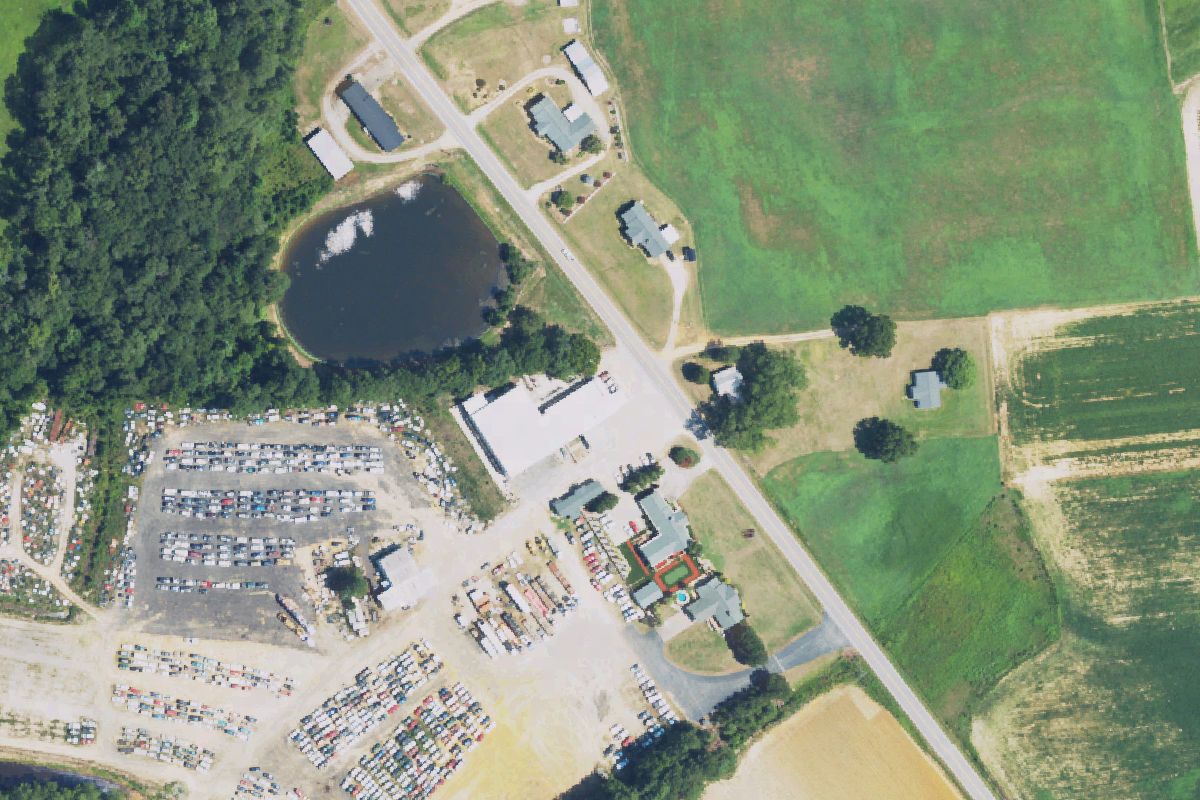 Aerial photo of Young's Auto Center & Salvage at 2500 Nc-242