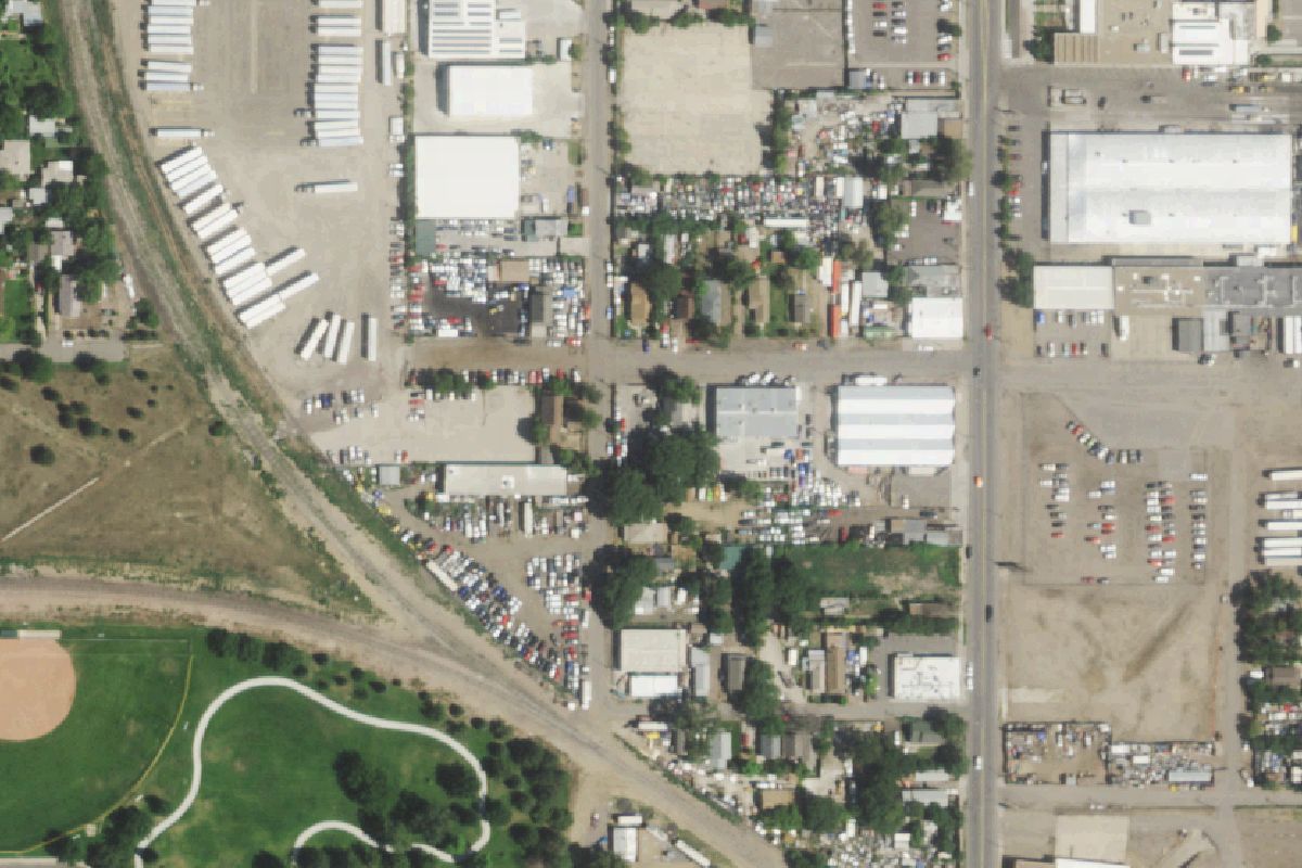 Aerial photo of A and A Auto Recycling at 575 East 49th Avenue