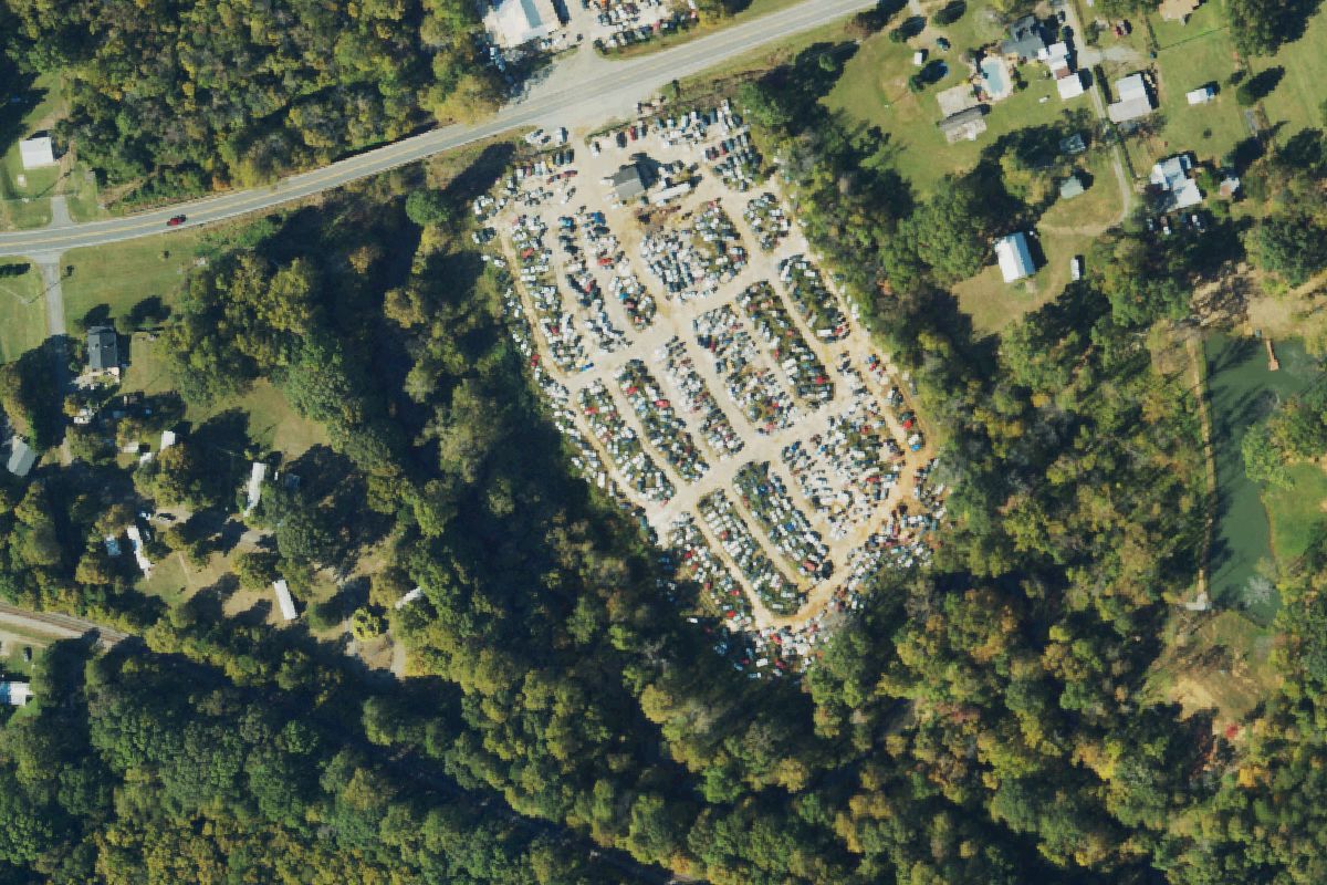 Aerial photo of Crutchfield's Auto Parts at 1639 Hwy 70