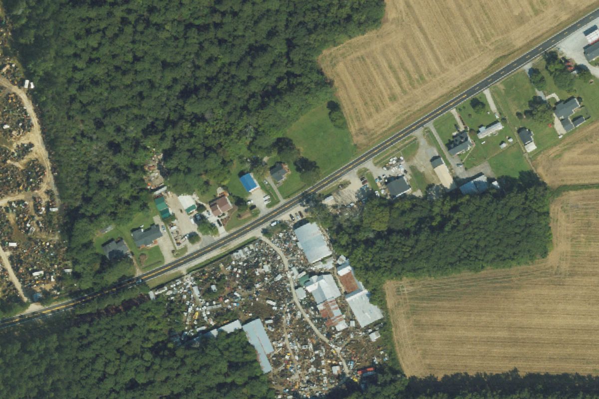 Aerial photo of Green's Auto Salvage