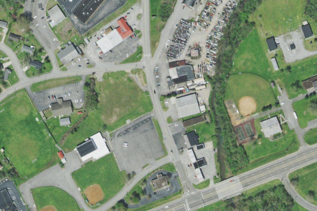 Aerial photo of Tate Service Center & Auto Salvage at 70 Jefferson Avenue