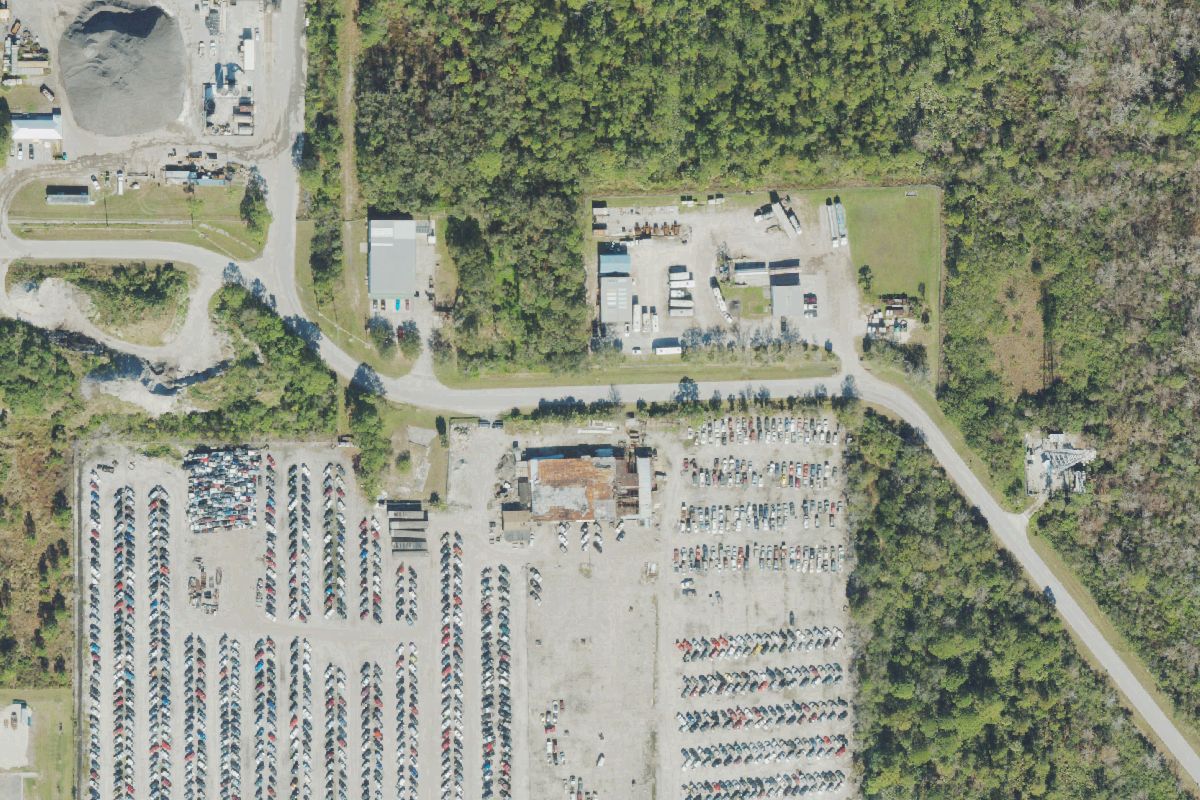 Aerial photo of Cocoa Auto Salvage at 810 S Industry Rd