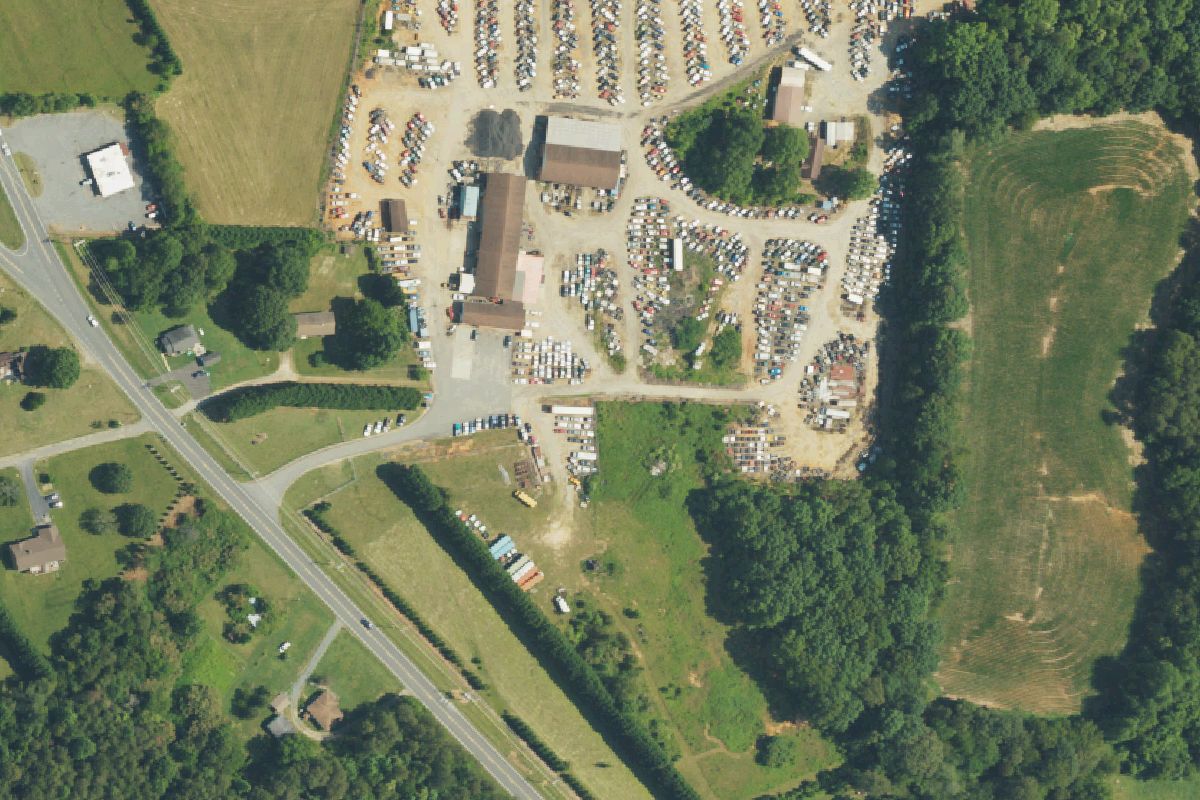 Aerial photo of Schronce Used Parts and Cars at 2256 Recycling Road