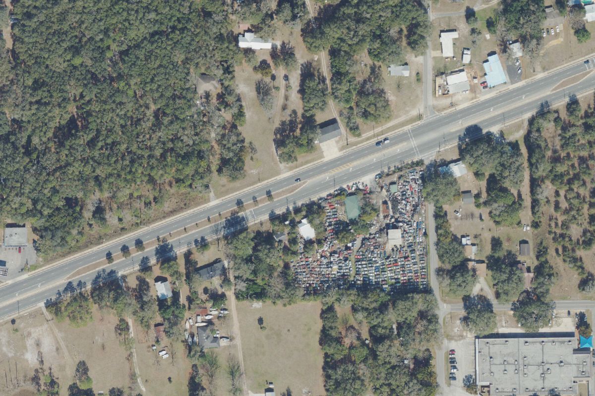 Aerial photo of John's Pull & Save at 7415 Crill Ave