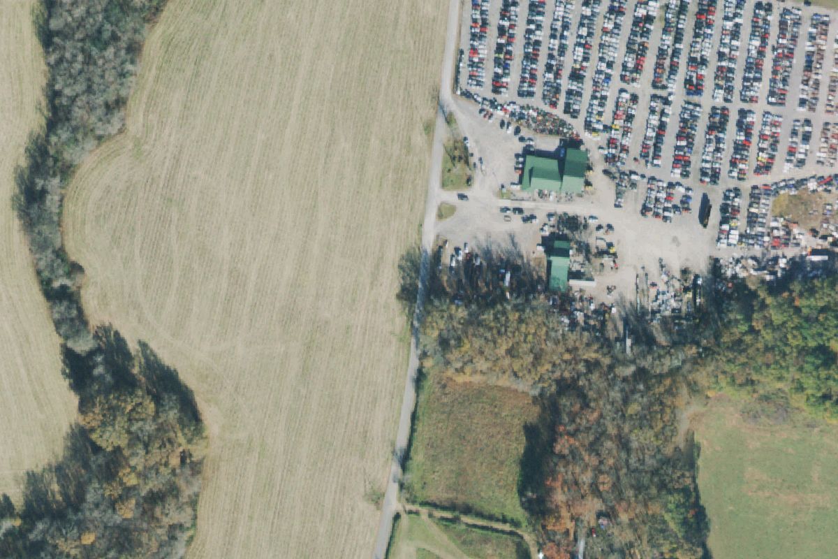 Aerial photo of Ivy Bluff Auto Salvage at 7077 Ivy Bluff Road