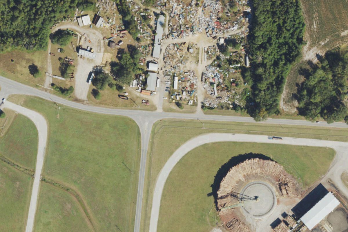 Aerial photo of Auto Recyclers of Laurinburg at 19841 Old Lumberton Rd