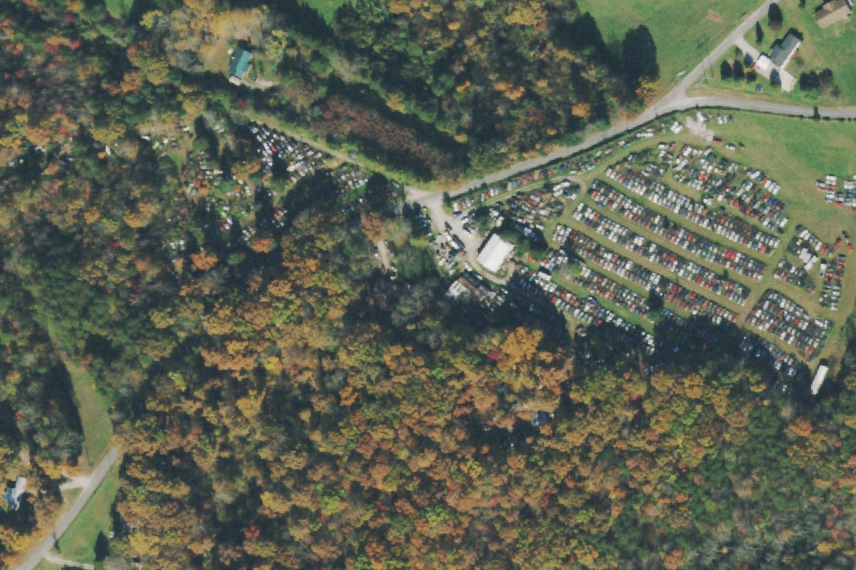 Aerial photo of Mahan's Auto Salvage
