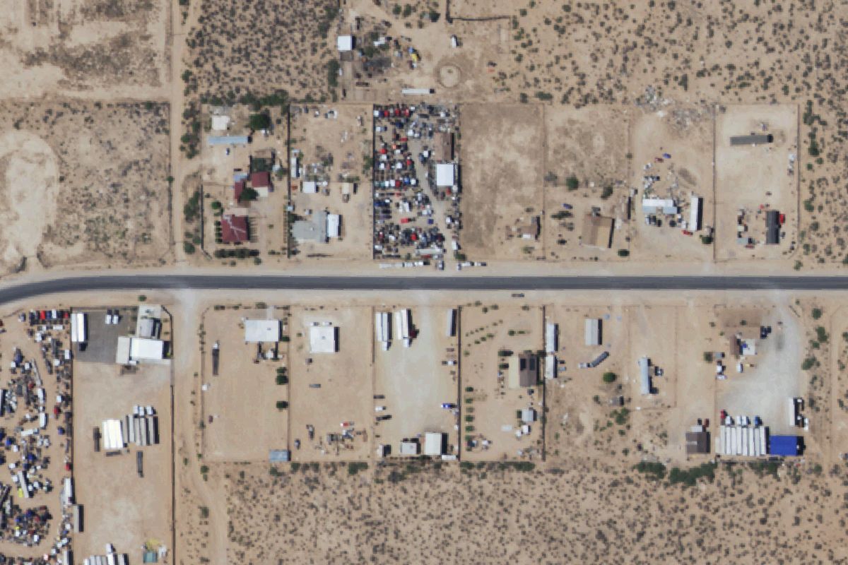 Aerial photo of Miky's Truck Parts Sales at 14725 Las Colonias Rd