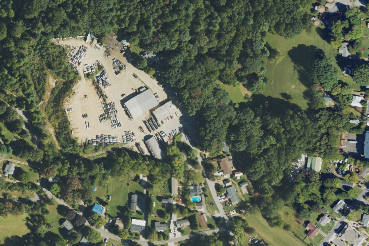 Aerial photo of Johnson Auto Recycling at 64 Wedgefield Drive