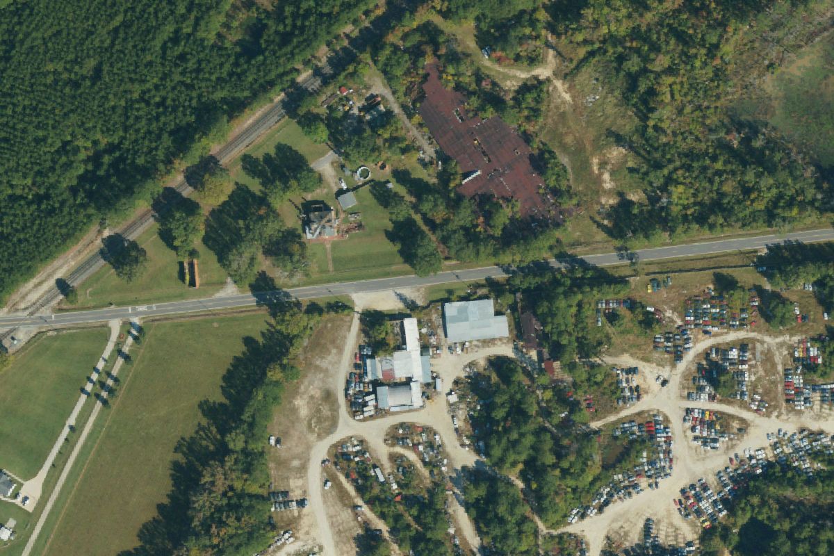 Aerial photo of Ed's Auto Service and Salvage