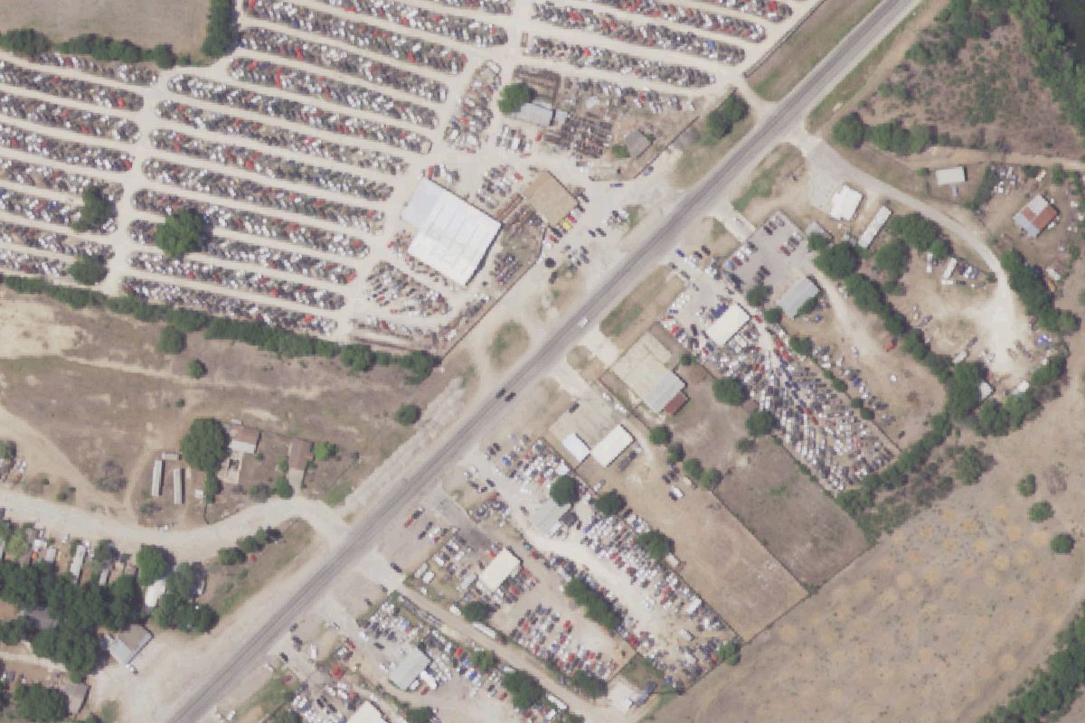 Aerial photo of E & D Complete Auto Parts at 8403 New Laredo Hwy