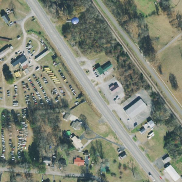 Aerial photo of Panter's Garage and Auto Salvage
