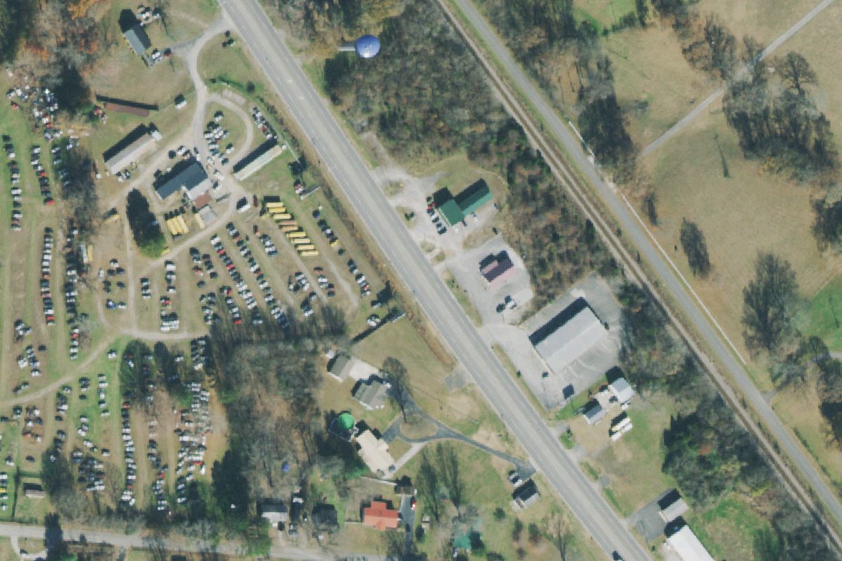 Aerial photo of Panter's Garage and Auto Salvage at 813 N Main St