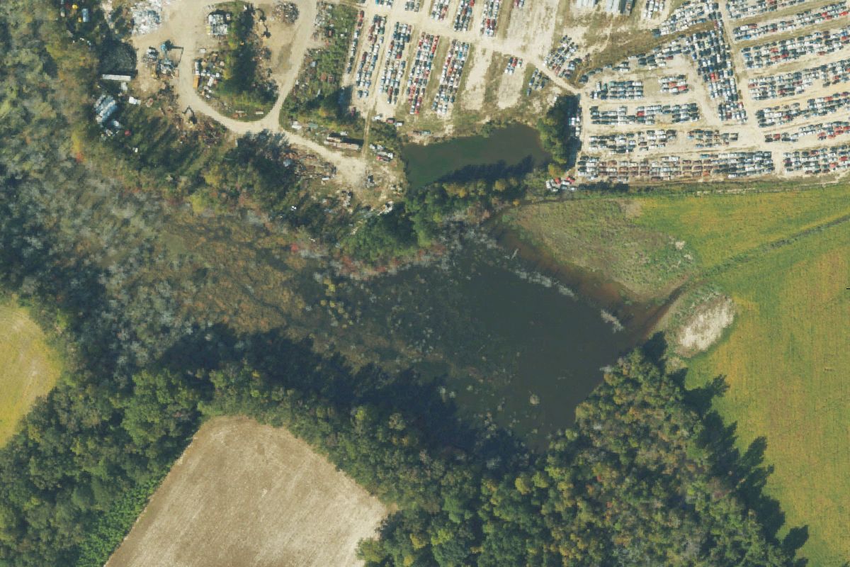 Aerial photo of Cox Auto Salvage at 7622 D E Langley Rd