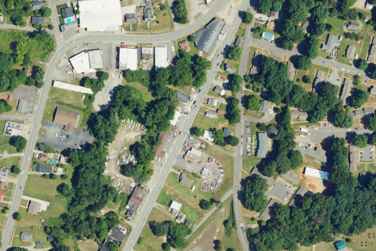 Aerial photo of Morrison's Body Shop