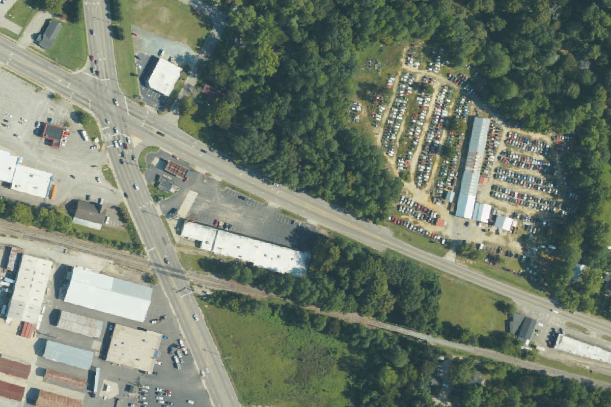 Aerial photo of Devore and Cooke Auto Parts at 1529 Clinton Road