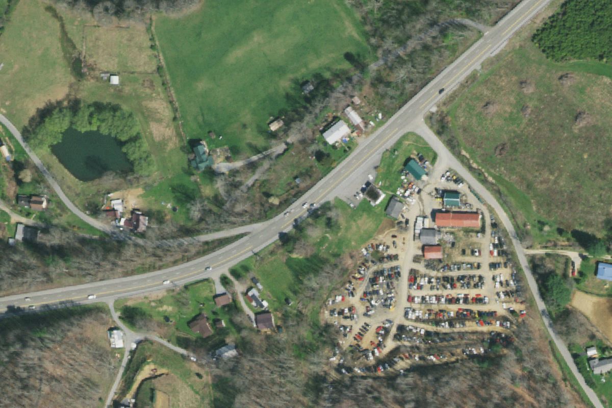 Aerial photo of Roan Mountain Auto Salvage at 6802 Highway 19