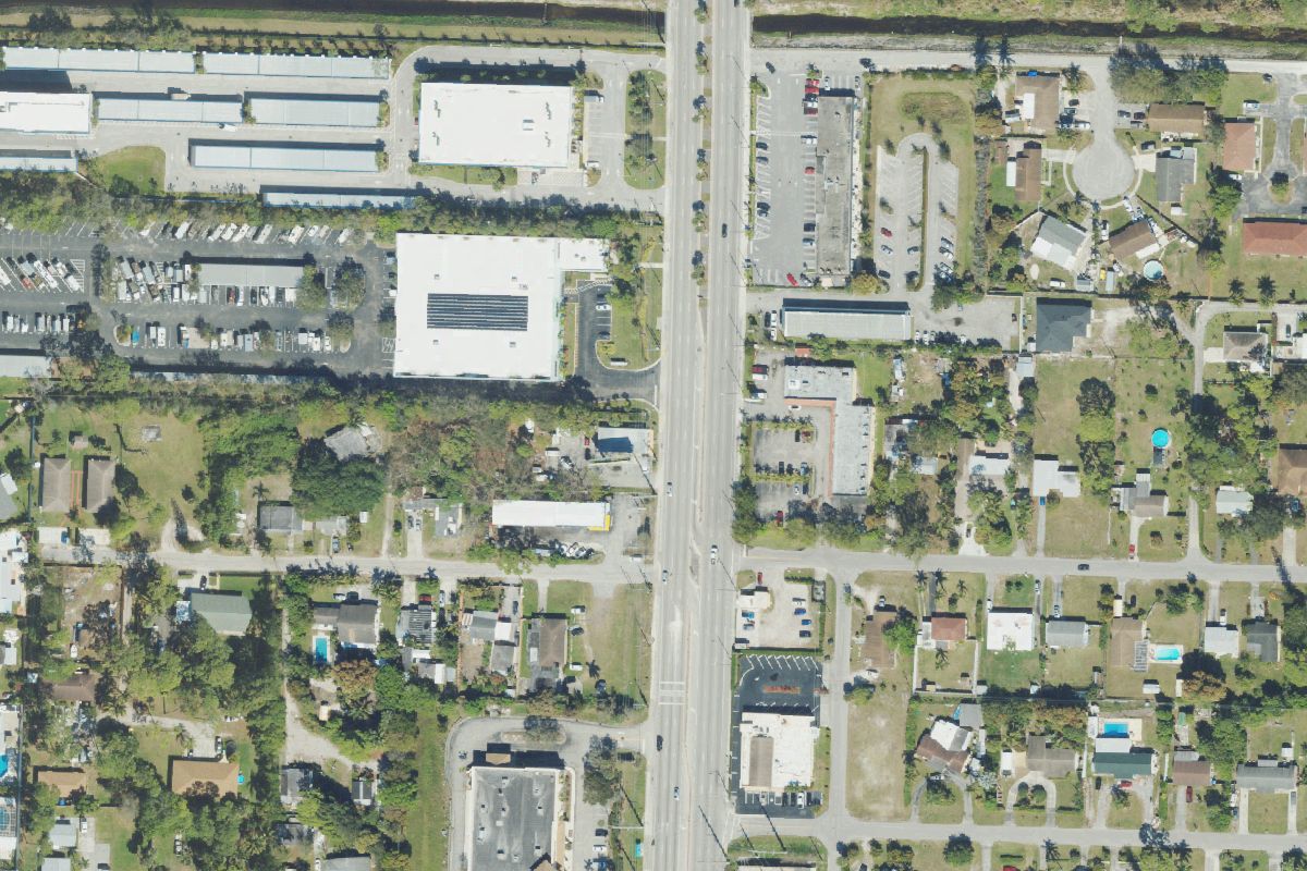 Aerial photo of Rocco's Auto Parts at 2101 S Military Trl