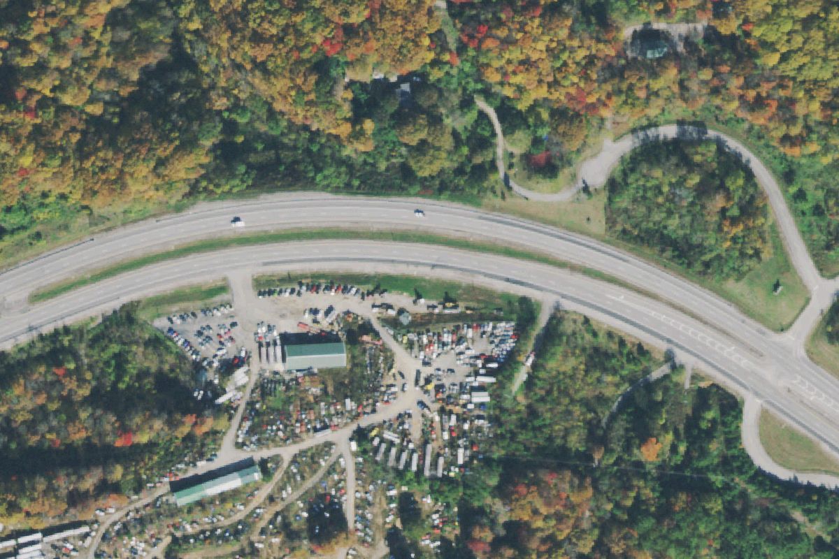 Aerial photo of Mike's Auto Sales and Salvage