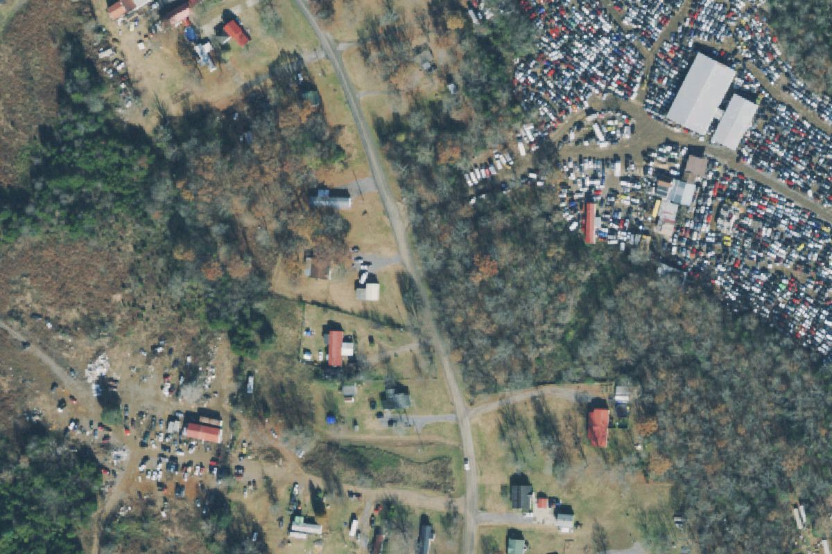 Aerial photo of Flat Rock Auto Parts and Salvage at 720 Flat Rock Road