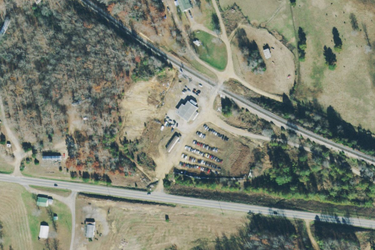 Aerial photo of Karamwright Auto Salvage at 13800 Us-70 E