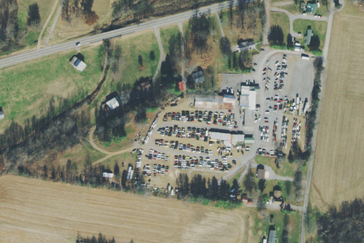 Aerial photo of Billie's Used Cars & Repairs at 8357 Hwy.52
