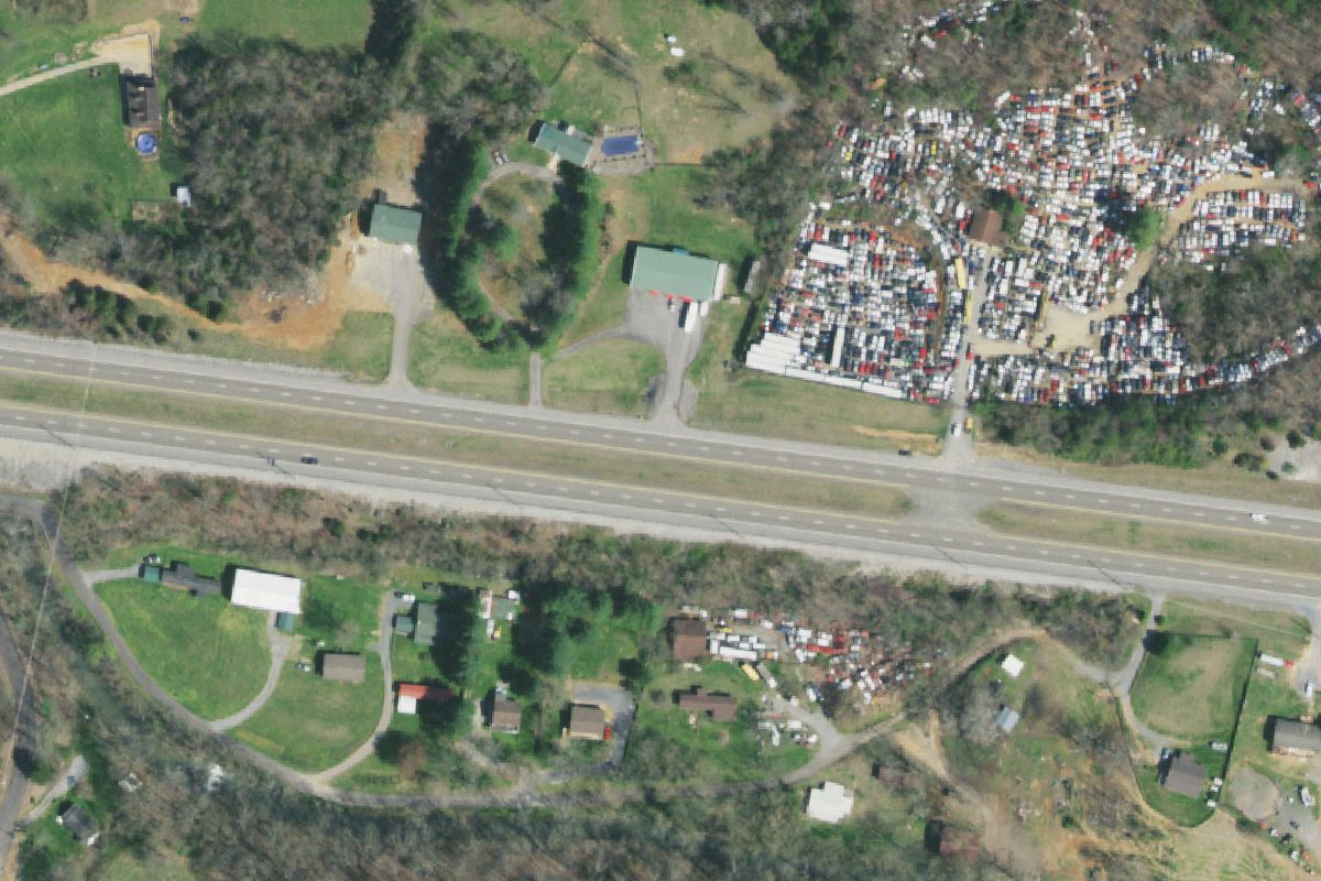 Aerial photo of Holston Valley Auto Salvage at 3149 Hwy 421