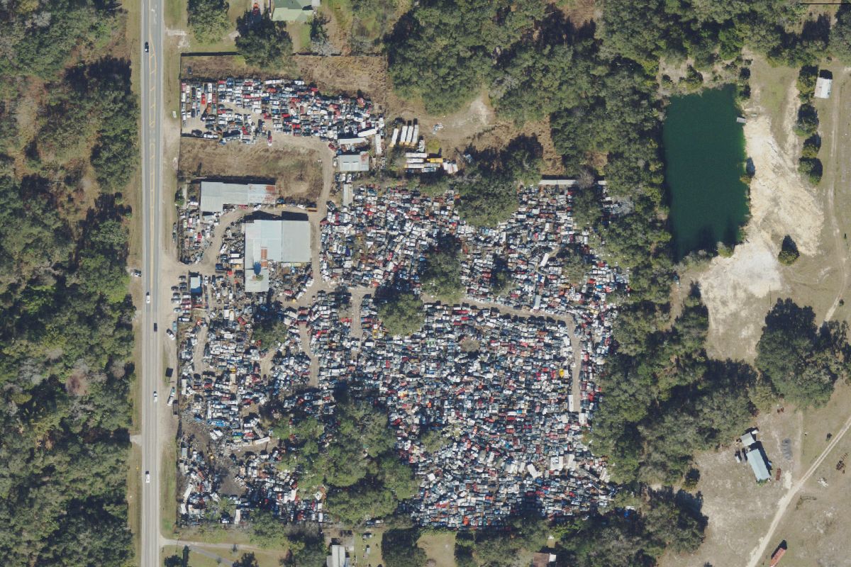 Aerial photo of BS Auto Salvage