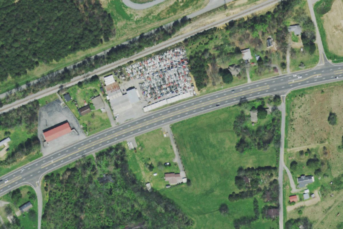 Aerial photo of White's Auto Salvage