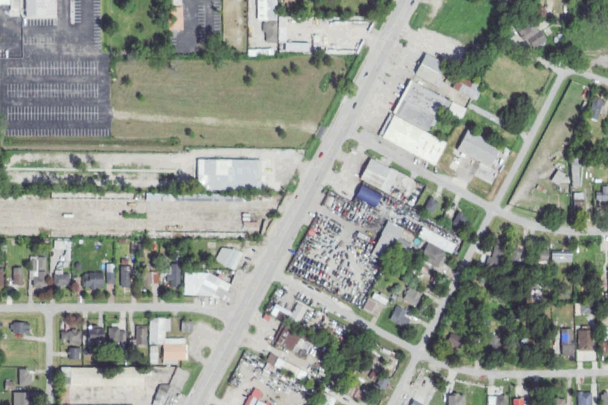 Aerial photo of L & E Auto Parts at 10116 Jensen Dr
