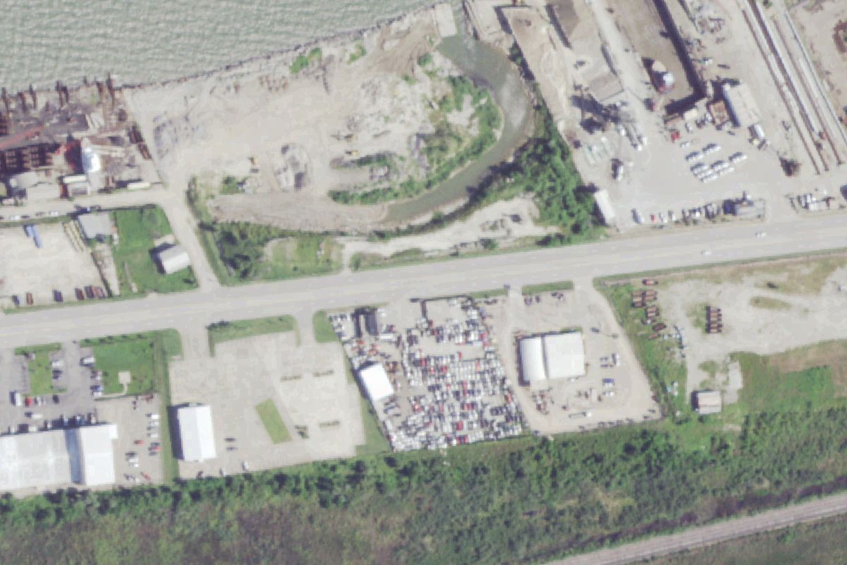 Aerial photo of Bay Area Auto Parts at 6401 Harborside Dr