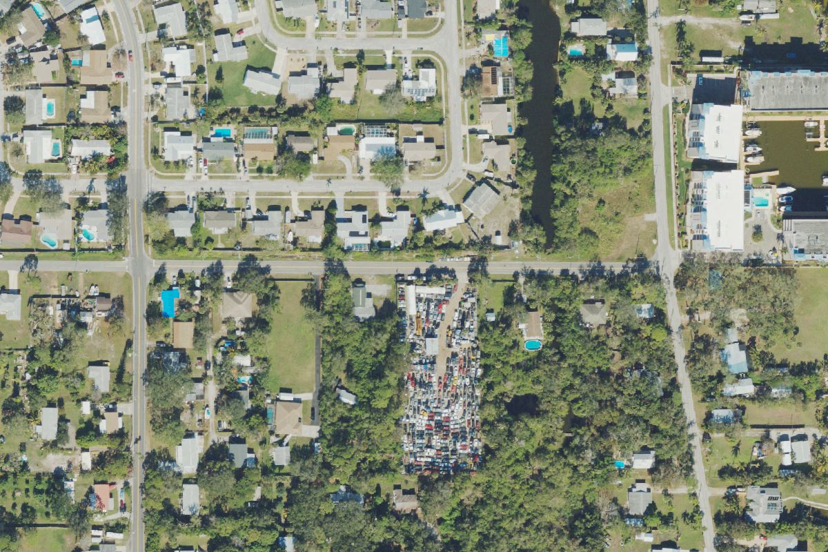 Aerial photo of A-1 Island Auto Salvage at 1805 Worley Ave
