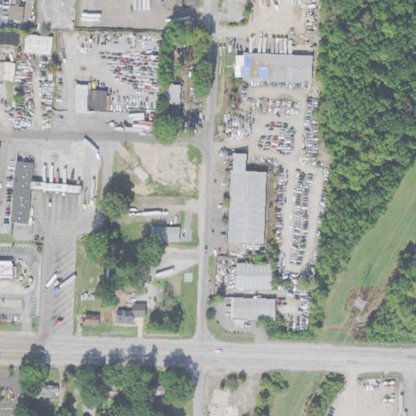 Aerial photo of Dennis Hall's Auto Salvage