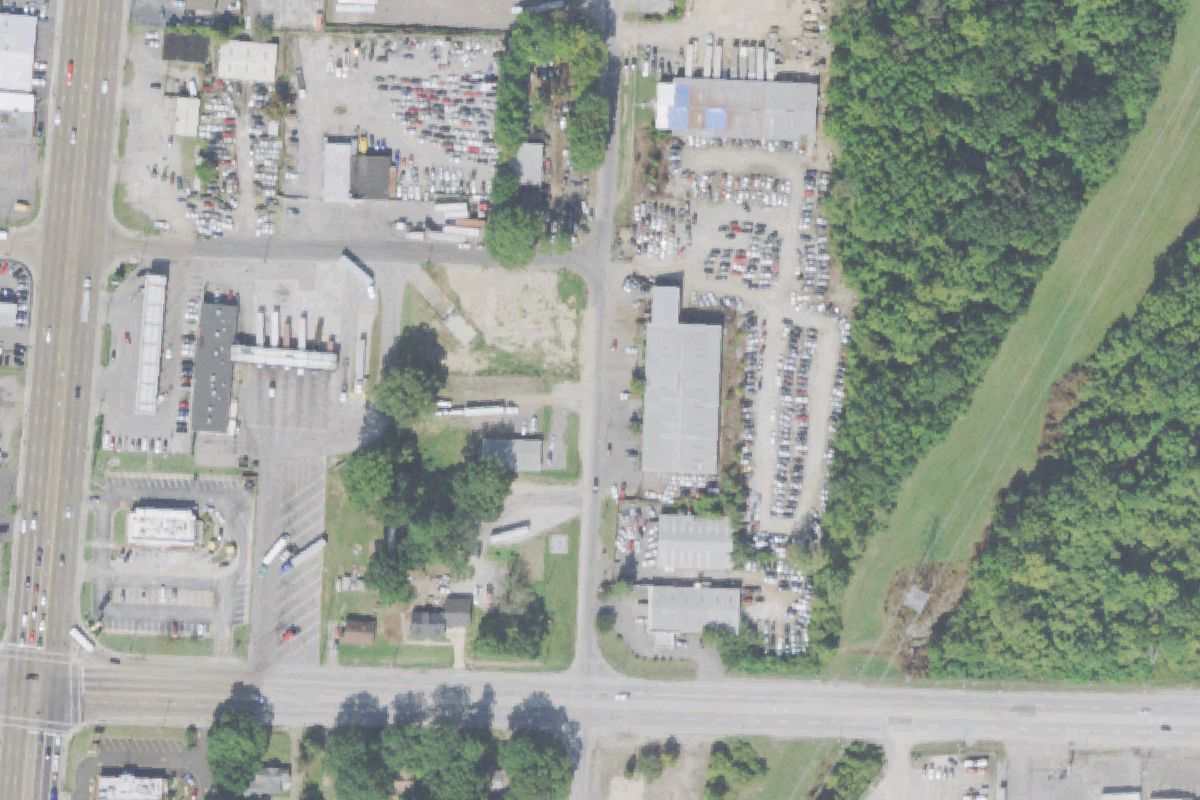 Aerial photo of Dennis Hall's Auto Salvage at 3100 Gill Road