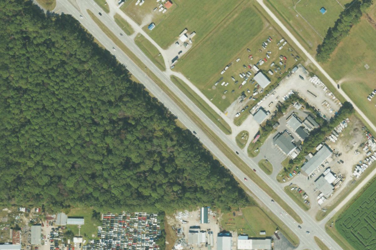 Aerial photo of Atlantic Auto Parts & Salvage at 5891 Hwy 70
