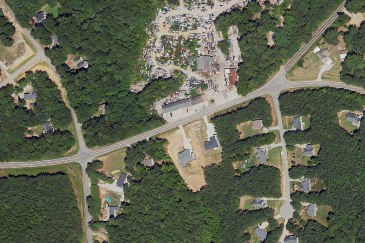 Aerial photo of Nine's Auto Parts at 3679 Bruce Garner Rd
