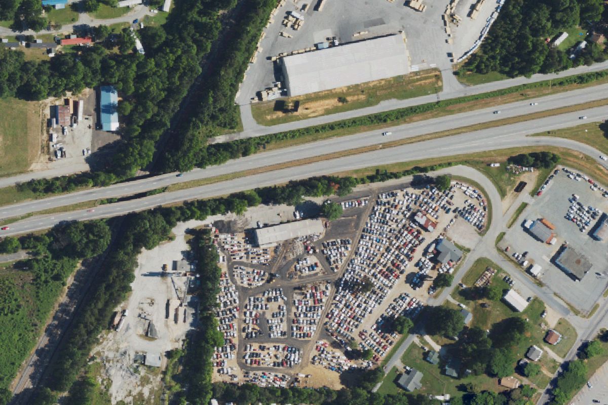 Aerial photo of AAA Auto Salvage at 5791 Clayton St