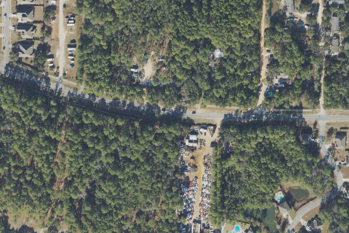 Aerial photo of R & R Auto Salvage at 7501 East Bay Blvd