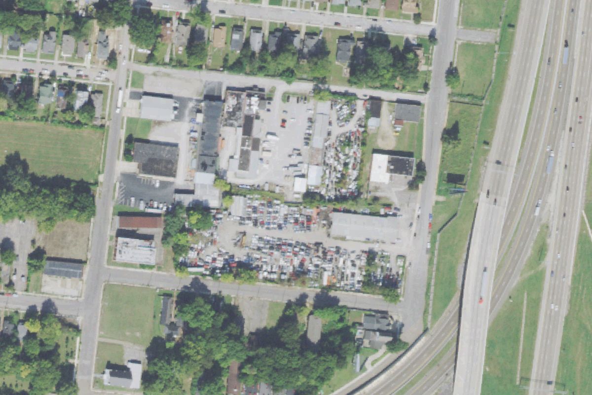 Aerial photo of Lane Discount Auto Parts & Salvage at 433 North Waldran Blvd.