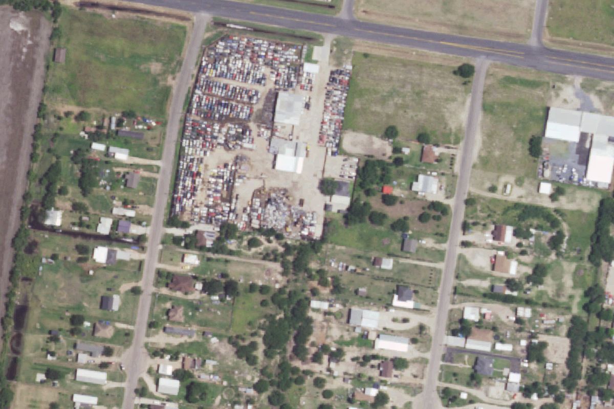 Aerial photo of Pablo's Scrap Metal & Used Auto Parts at 17900 La Nutria Rd