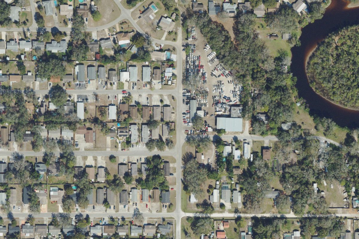 Aerial photo of Teddy Bears Auto Parts & Salvage at 1544 Swordbill Dr