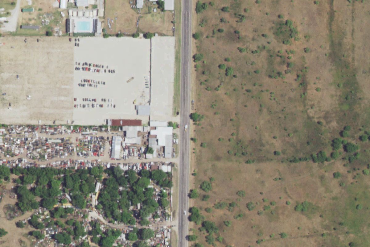 Aerial photo of Meribe Motors Auto Salvage at 8874 FM 751