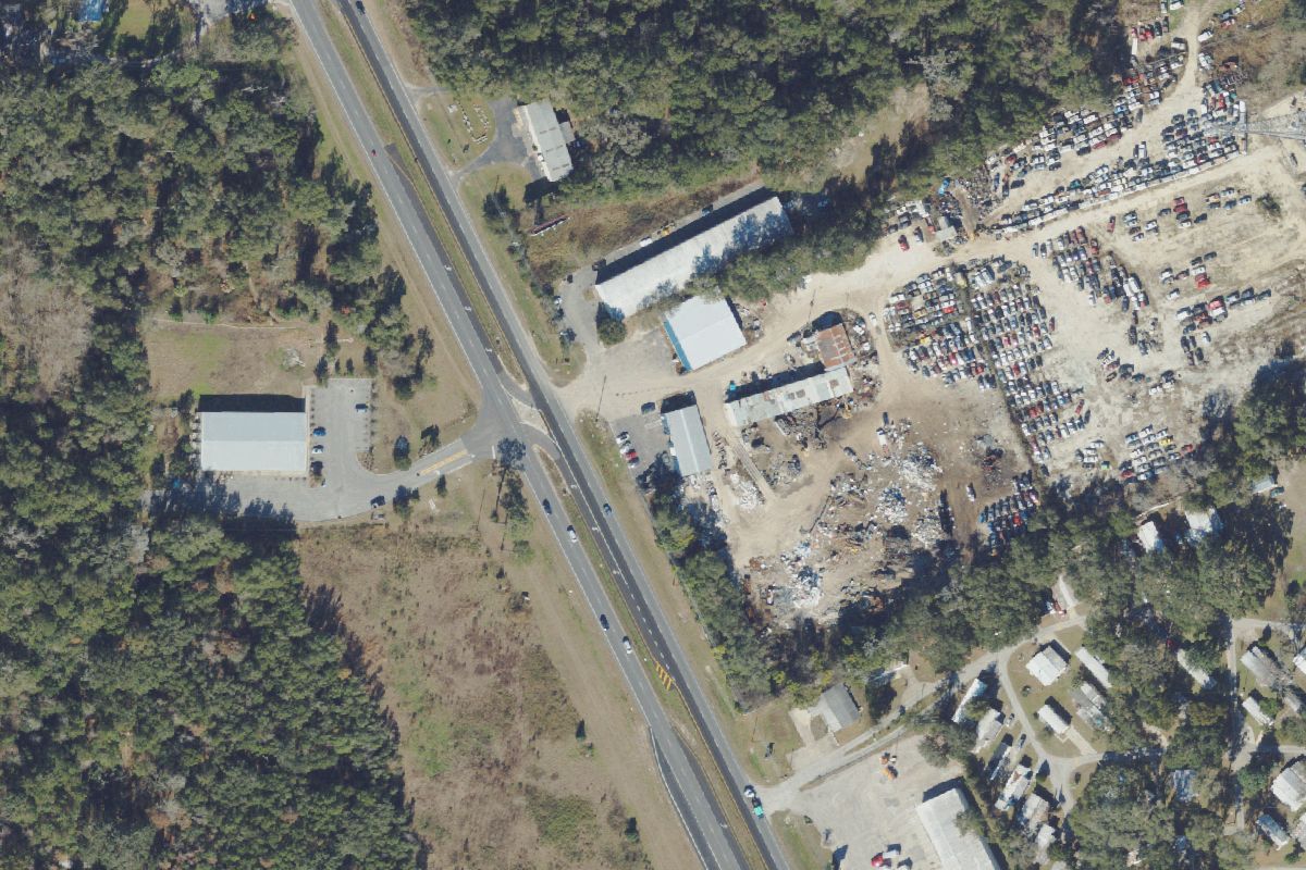 Aerial photo of Mark's Metal Recycling at 7125 S Pine Ave